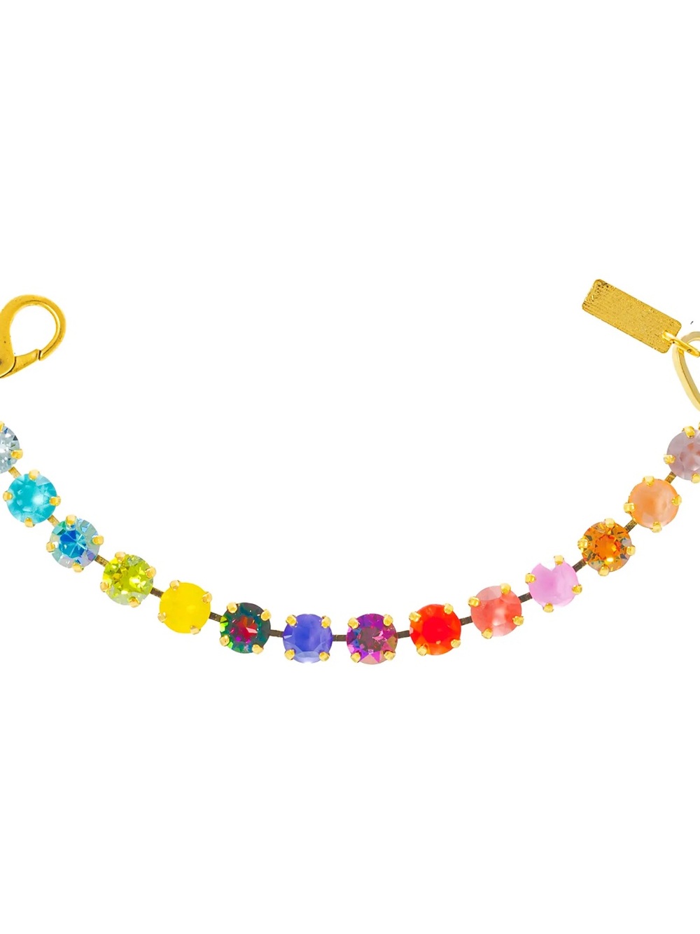 Multicolor Crystal Tennis Bracelet - Gold Tone Women's Bracelet